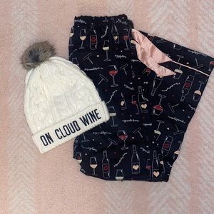 WineEnthusiast Winter Hat and Pajama Pant Bundle